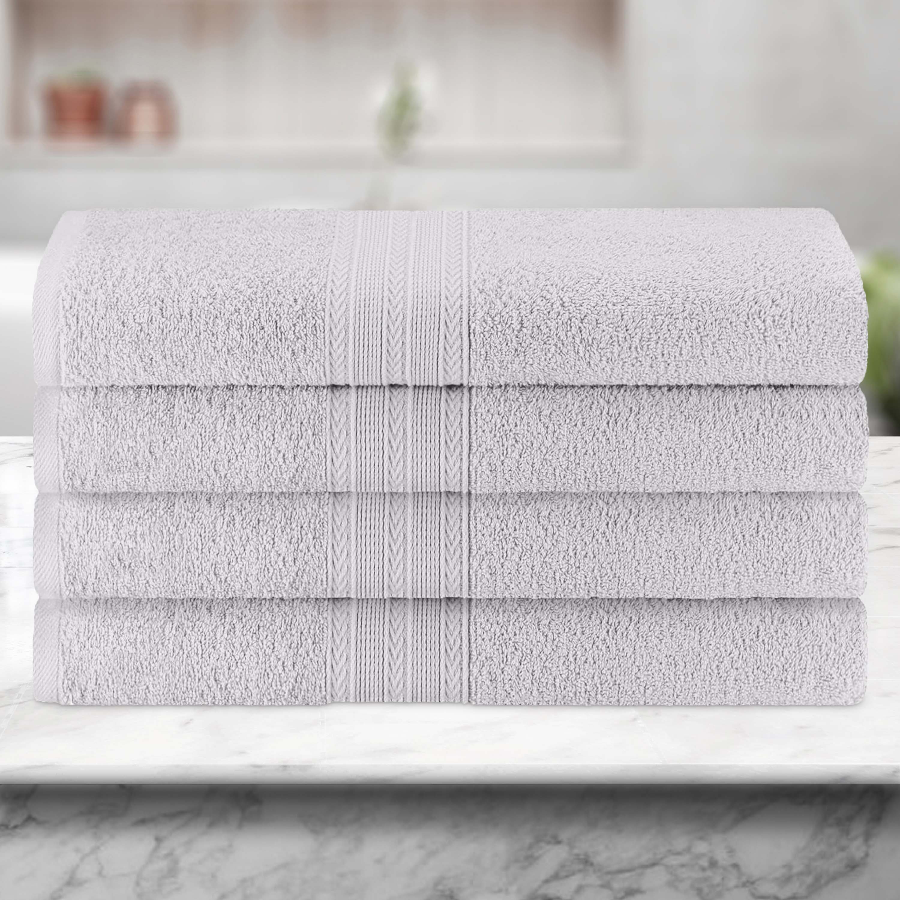 Premium 100% Cotton Eco-Friendly 4-Piece Bath Towel Set - Soft, Absorbent & Hypoallergenic - Perfect for Spa, Bathroom & Beach Use