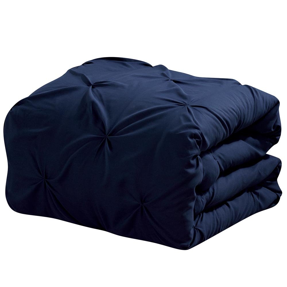 Premium Double Needle Pleated Down Alternative Comforter Set - Soft Pinch Twin XL, Oxford Navy Blue - Cozy Bedding for Dorm Rooms & Guest Bedrooms