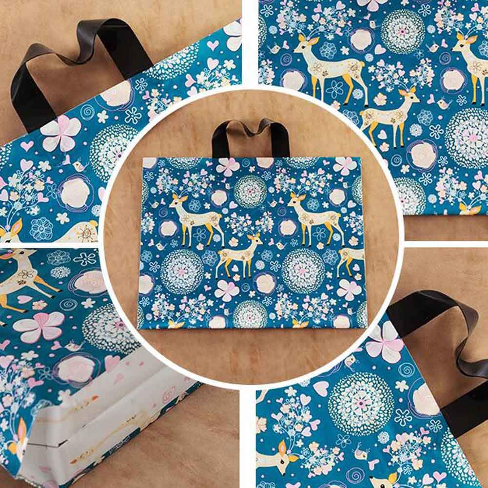 Panda Legends Blue Deer - 50 Pcs Plastic Gift Bags for Retail & Boutique | Eco-Friendly Shopping Bags for Parties, Weddings & Store Merchandise