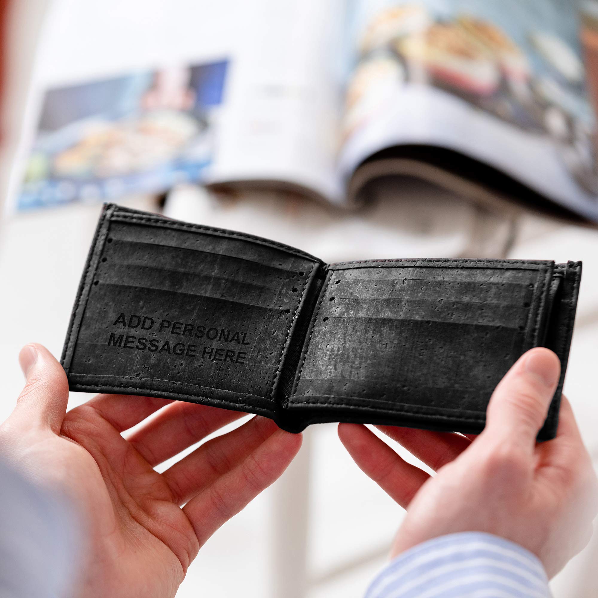 Personalized Engraved Vegan Cork Wallet for Men - Signature Luxury Design, Waterproof & Eco-Friendly with Coin Pocket - Perfect Birthday Gift, Father's Day Present, Travel & Everyday Use