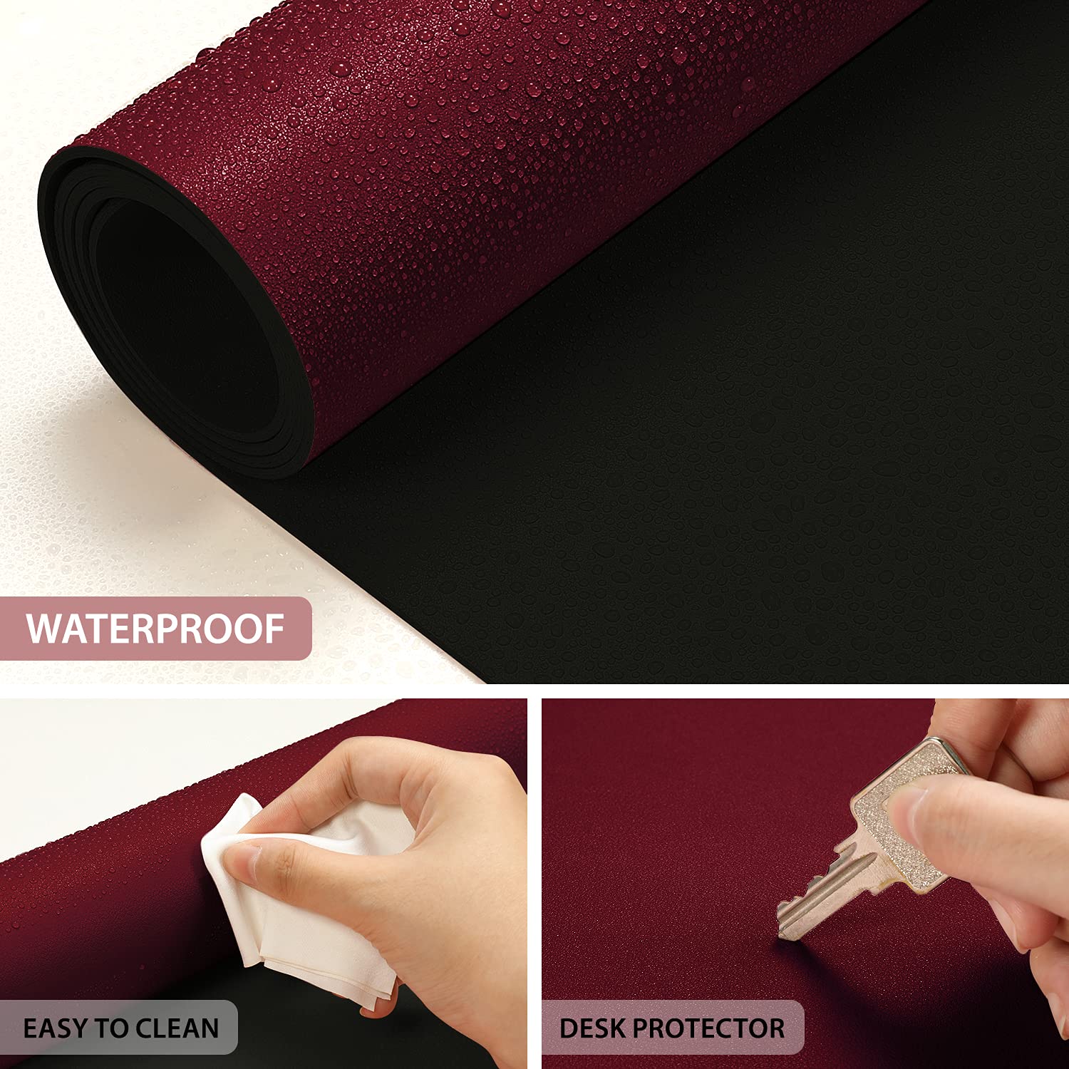 AFRITEE Large Leather Desk Mat - Waterproof Office Desk Pad for Keyboard & Mouse - 31.5