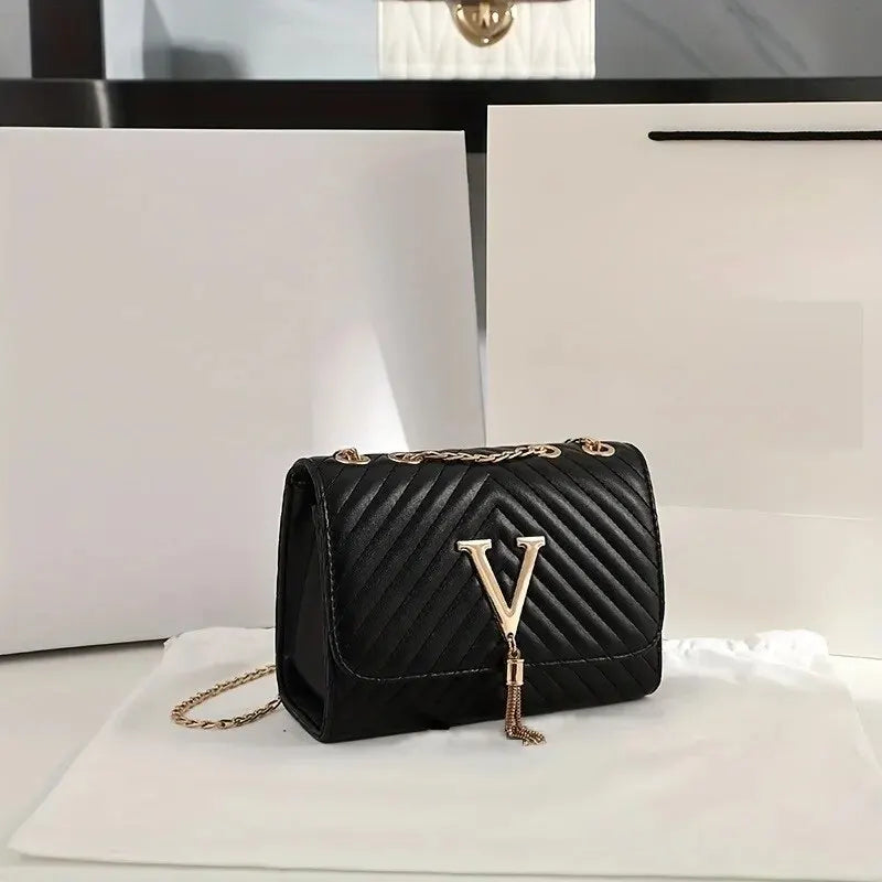 Luxury Women's Quilted Crossbody Bag with Tassel Decor - Fashionable Square Shoulder Purse for Daily Use, Work, Travel & Evening Events