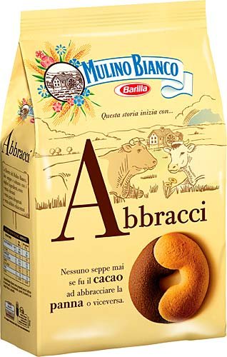 Mulino Bianco Abbracci Cookies 12 Pack (350g Each) - Italian Butter Sandwich Cookies with Chocolate Filling - Perfect for Gifts, Parties & Coffee Time