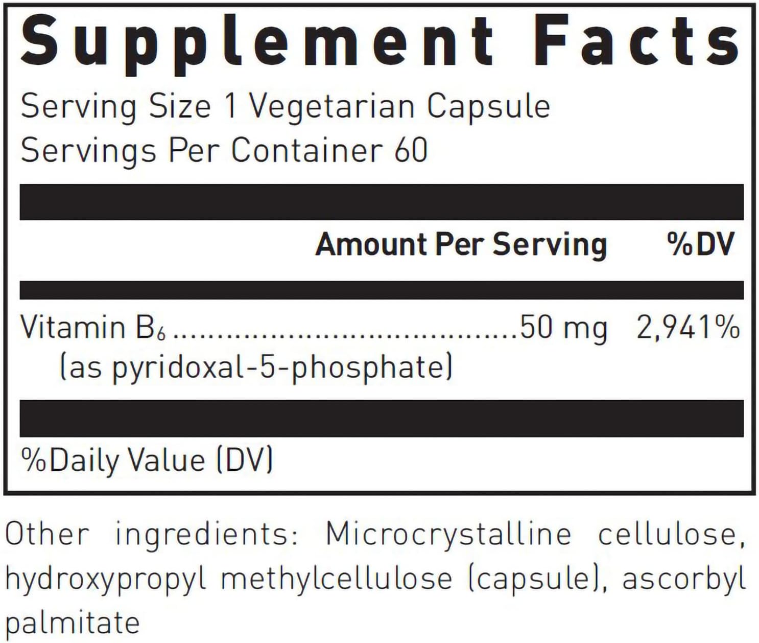 Douglas Labs Pyridoxal 5 Phosphate (P5P) 50mg Vitamin B6 Supplement - 100 Capsules for Nervous System Support & Energy Metabolism - Perfect for Active Lifestyles & Stress Relief