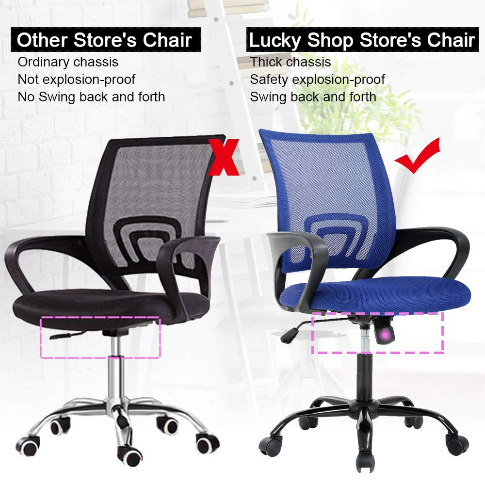 Ergonomic Office Chair with Lumbar Support - Adjustable Height Mesh Computer Desk Chair with Armrests - Modern Swivel Task Chair for Women & Men - Perfect for Home Office, Gaming & Workspaces (Blue)