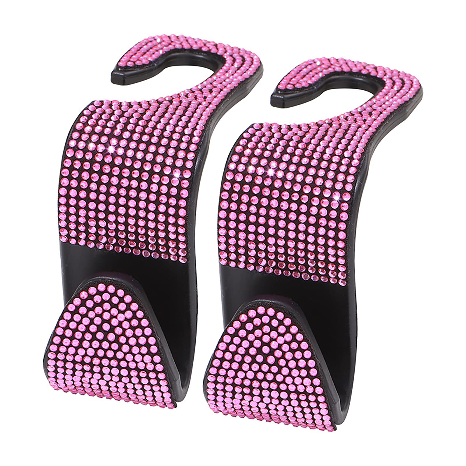 Pink Diamond Bling Rear View Mirror Cover & 2PCS Car Seat Hooks - Universal Car Accessories for Women & Girls | Perfect for Car Interior Decoration & Gift Giving