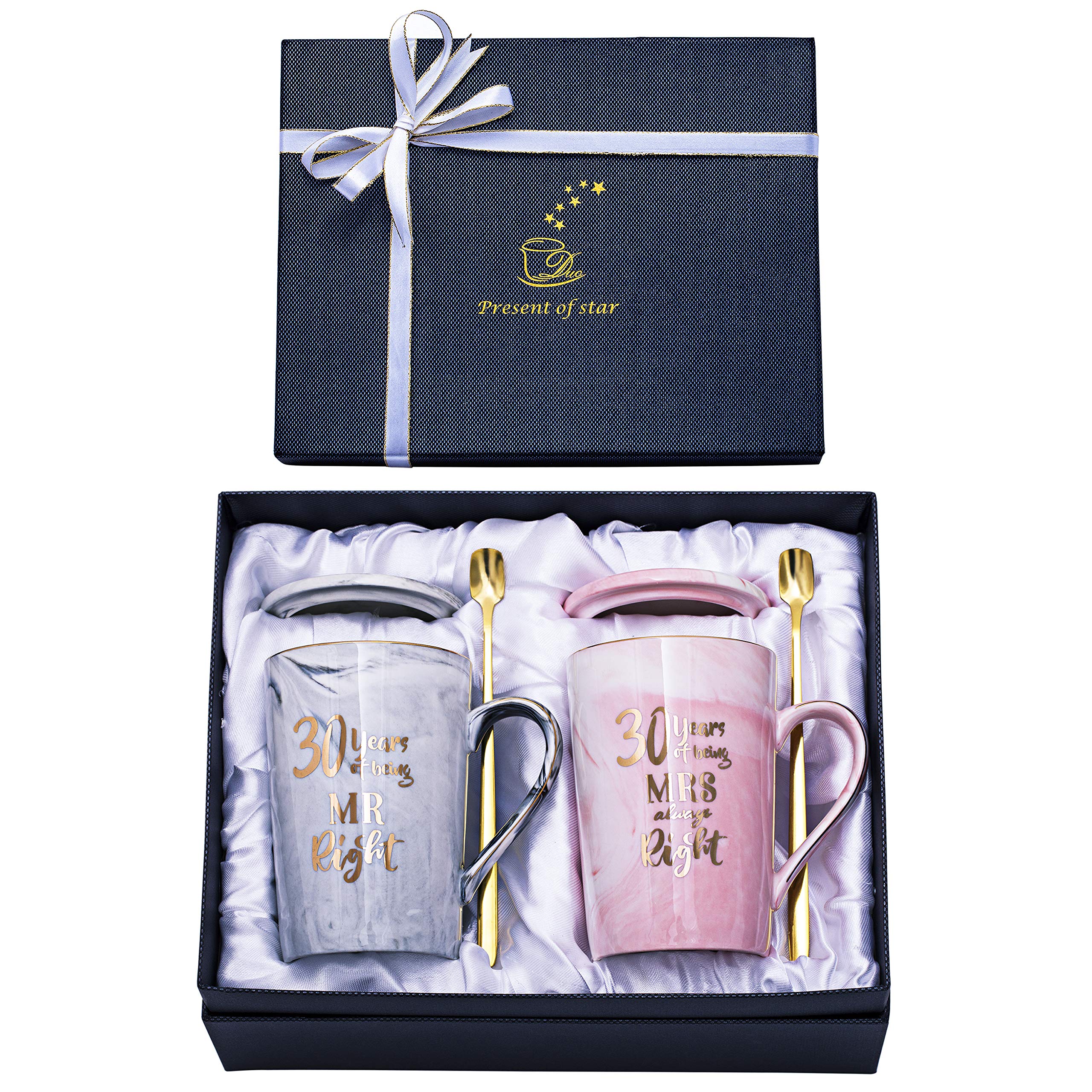 30th Anniversary Gifts for Couples - 14oz Coffee Mug Set for Husband & Wife - Romantic Wedding Gifts for Parents, Men & Women - Perfect for Coffee Lovers & Morning Brews