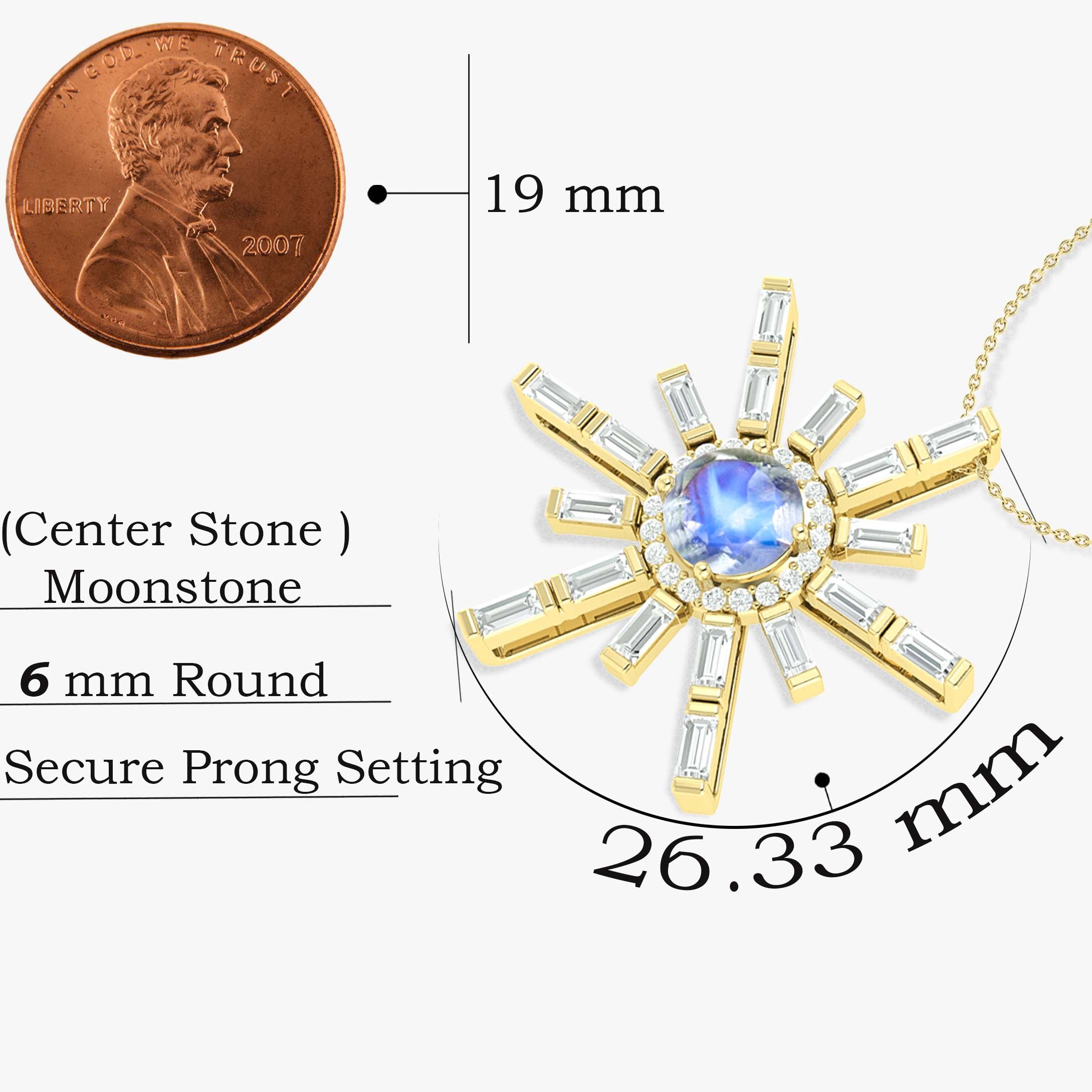 Natural Moonstone Sun Charm Pendant Necklace - Healing Crystal Jewelry for Women, Spiritual Gift for Yoga & Meditation | Perfect for Boho Fashion & Energy Balancing