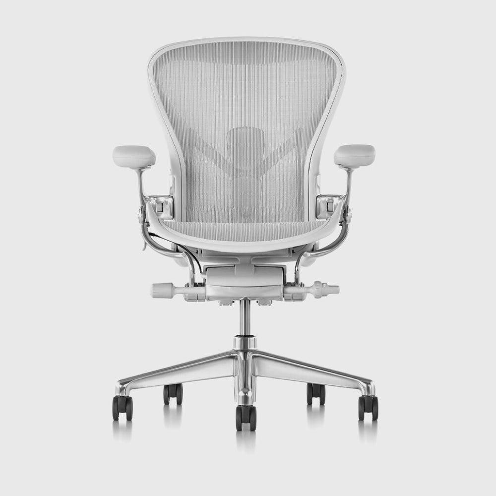 Herman Miller Aeron Chair Remastered - Ergonomic Office Chair with Mineral Finish & Polished Aluminum Frame - Perfect for Home Office, Gaming, and Workspace Comfort