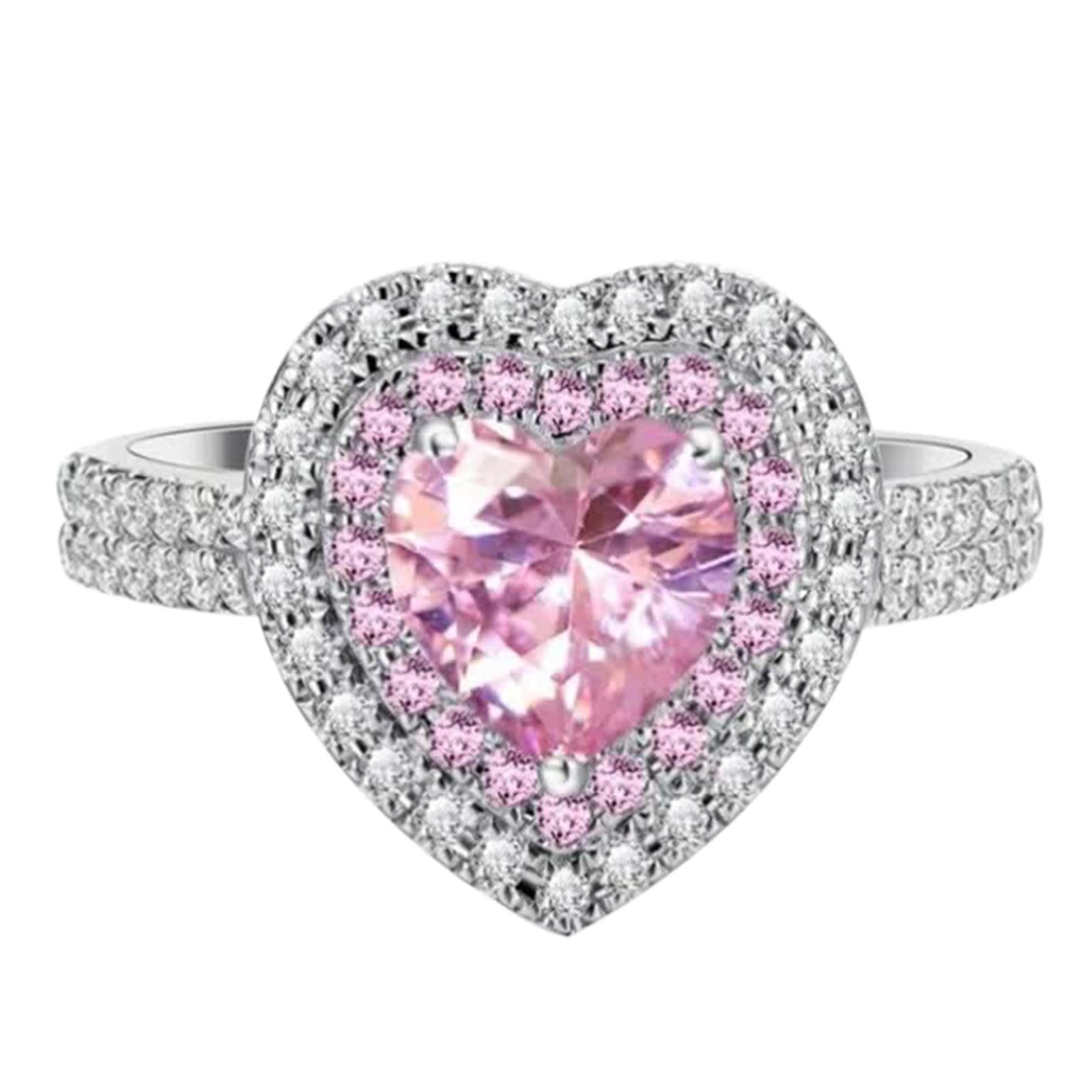 14K Gold Plated Heart Shaped Zircon Diamond Ring for Women - Elegant Chunky Statement Ring for Valentine's Day, Anniversary & Romantic Gifts