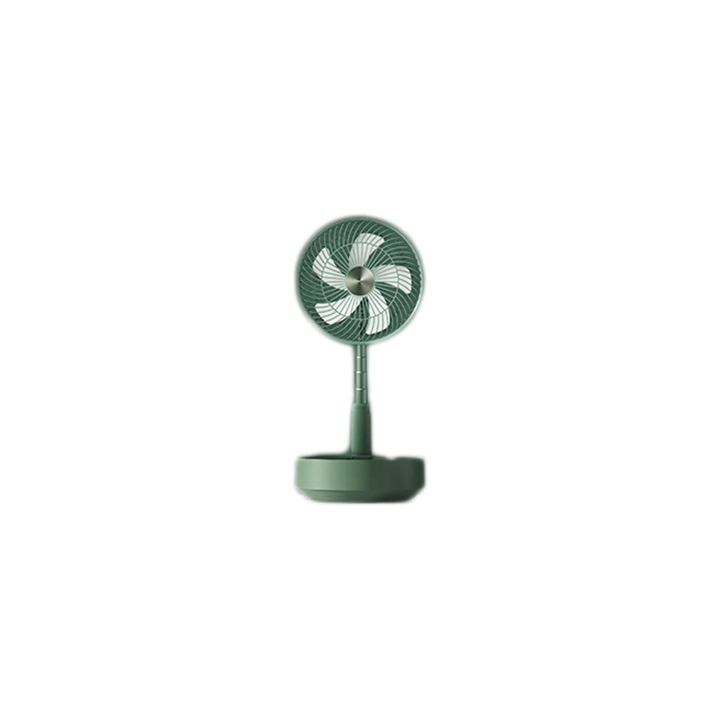 WJJ Portable Suspension Floor Fan - Dual Power (USB/Battery) Electric Desk Fan with Telescopic Folding Stand - Green Household Cooling Fan for Home, Office & Outdoor Use