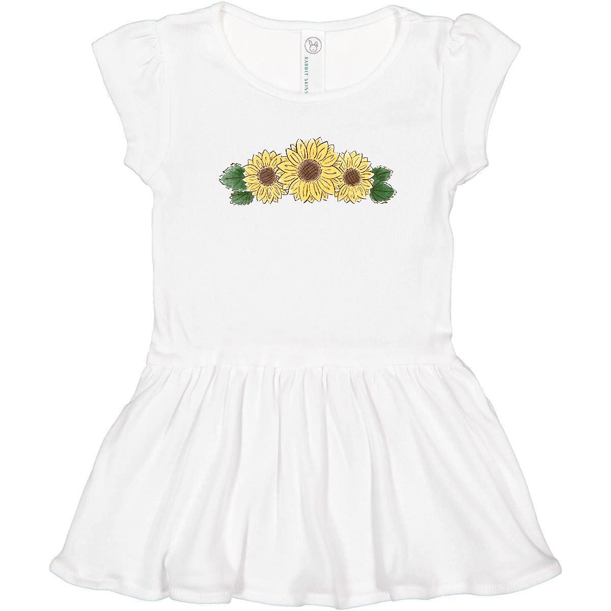 Inktastic 3 Small Sunflowers Toddler Dress - Cute Floral Baby Girl Outfit for Summer, Playdates & Photo Shoots