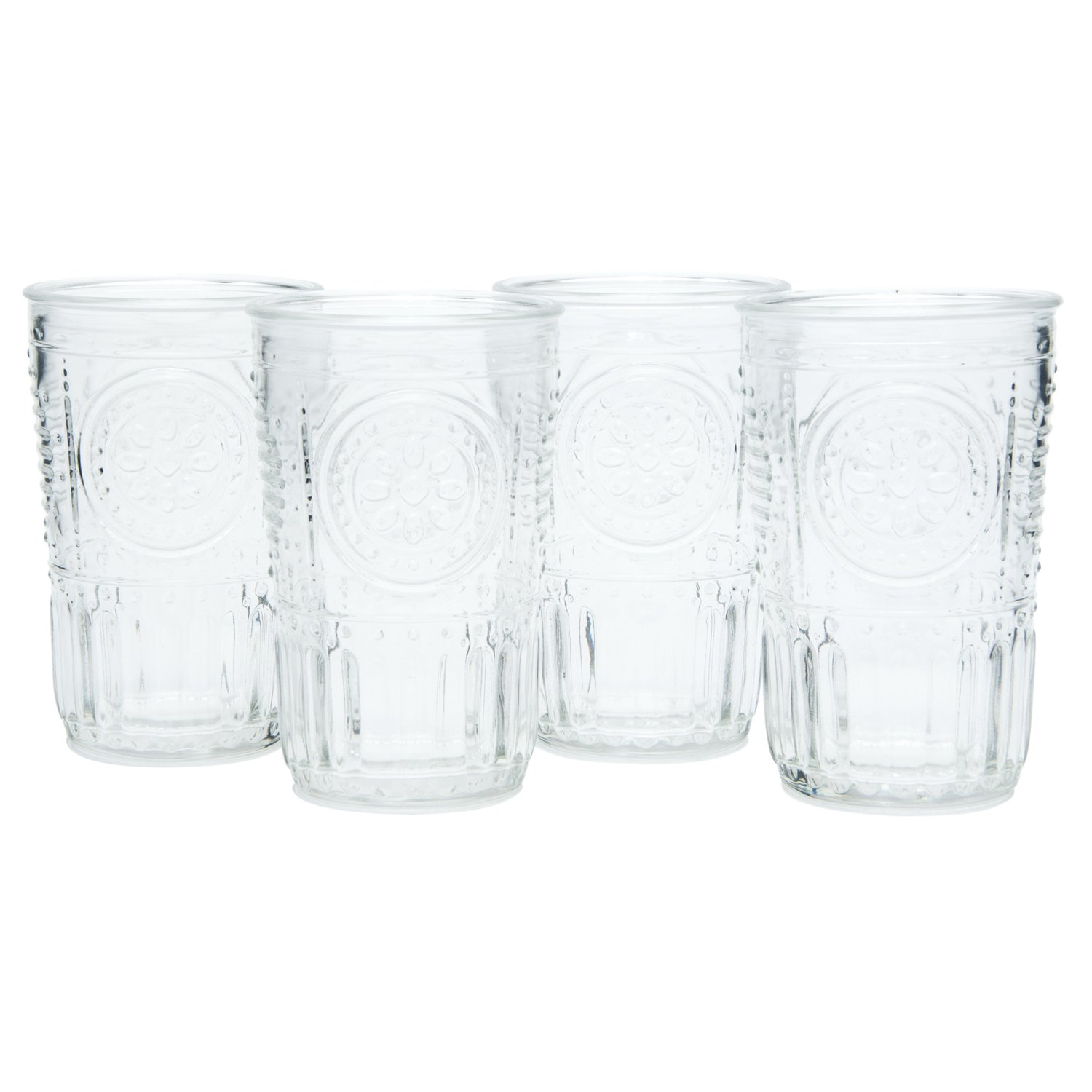 Bormioli Rocco Romantic Water Glass Set of 4 - 10.25 oz Premium Italian Glassware for Water, Juice, Soda & Beverages - Elegant Drinking Glasses for Dinner Parties, Bars, Restaurants & Home Entertaining