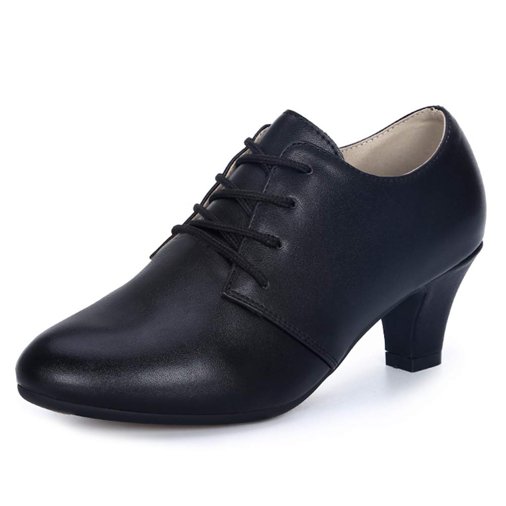 DKZSYIM Women's Ballroom Dance Shoes Lace-up Closed Toe Latin Modern Salsa Dance Shoes ZYX305 for Practice, Teaching, and Performance