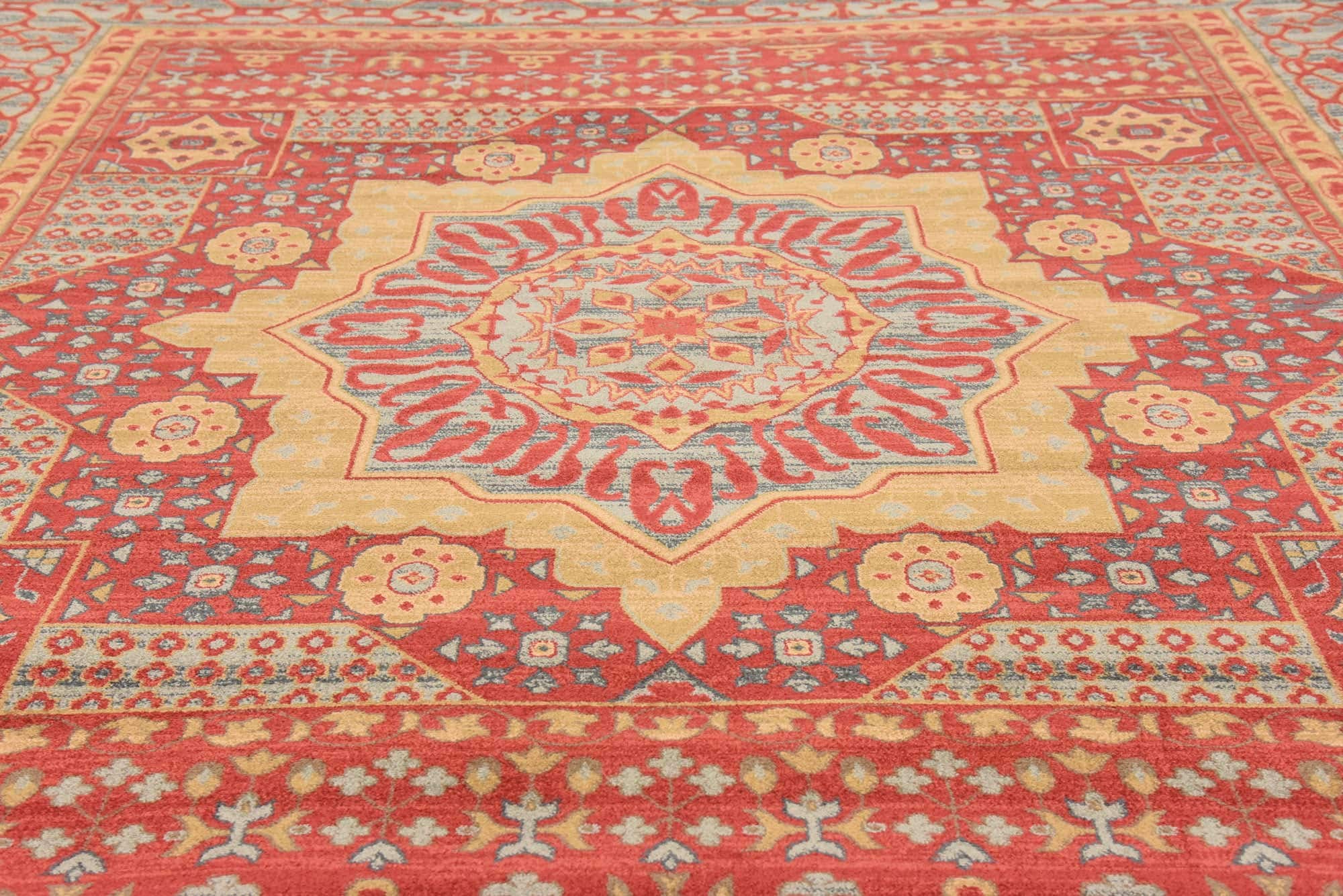 Unique Loom Palace Collection Saray 10'x10' Square Area Rug - Red & Blue Persian Design - Perfect for Living Room, Bedroom, or Dining Room Decor