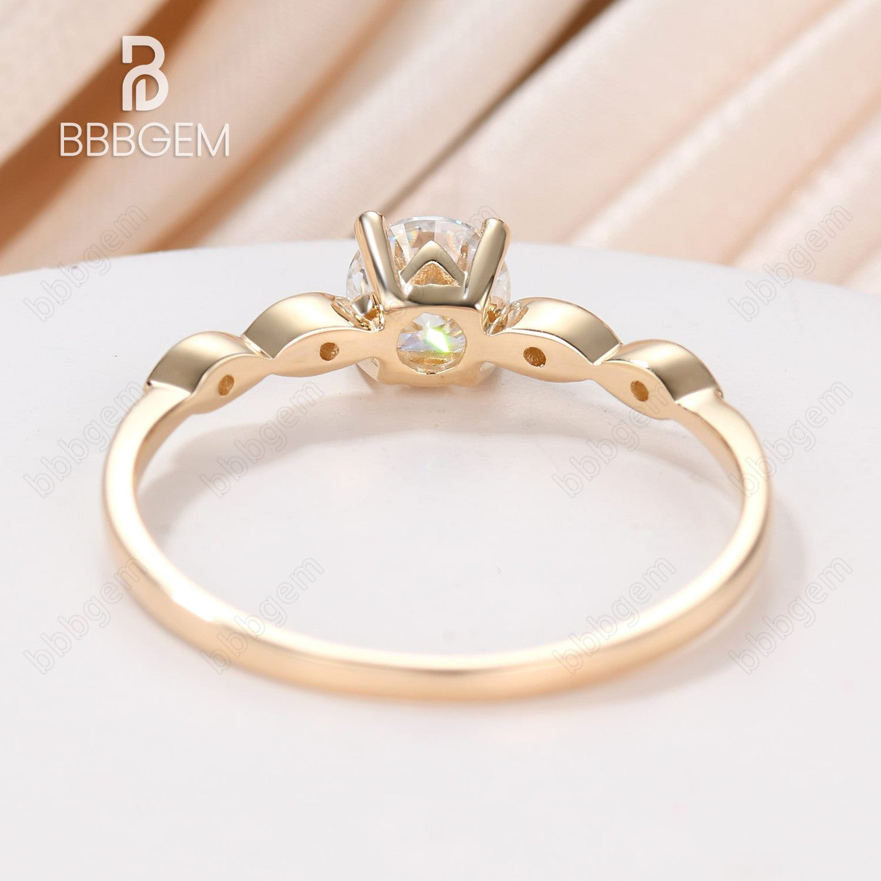 Vintage Moissanite Engagement Ring - 5mm Round Cut 0.5 Carat Moissanite & Diamond Bridal Ring in 14K/18K White Gold - Perfect for Proposals, Anniversaries & Wedding Bands