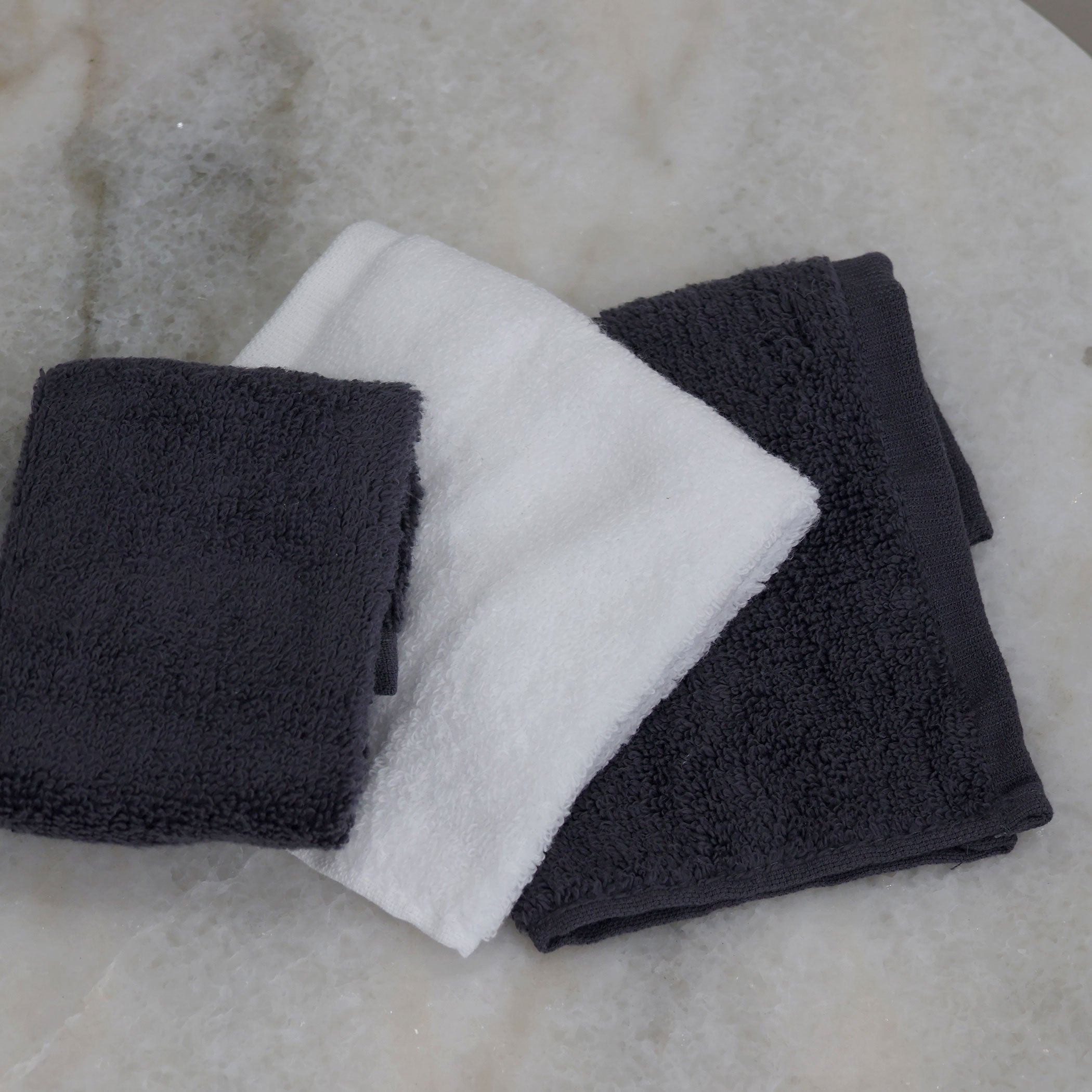 Premium Nordic 3-Pack Wash Cloths - Charcoal & White Bamboo Fiber Face & Body Towels for Spa, Gym & Travel | Soft & Eco-Friendly