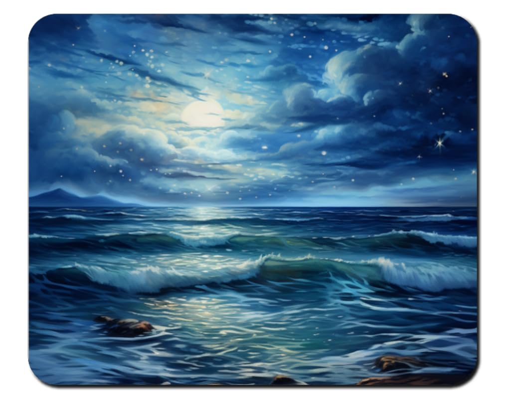 Ocean Waves Art Mouse Pad - Non-Slip Rubber Base, 8.6