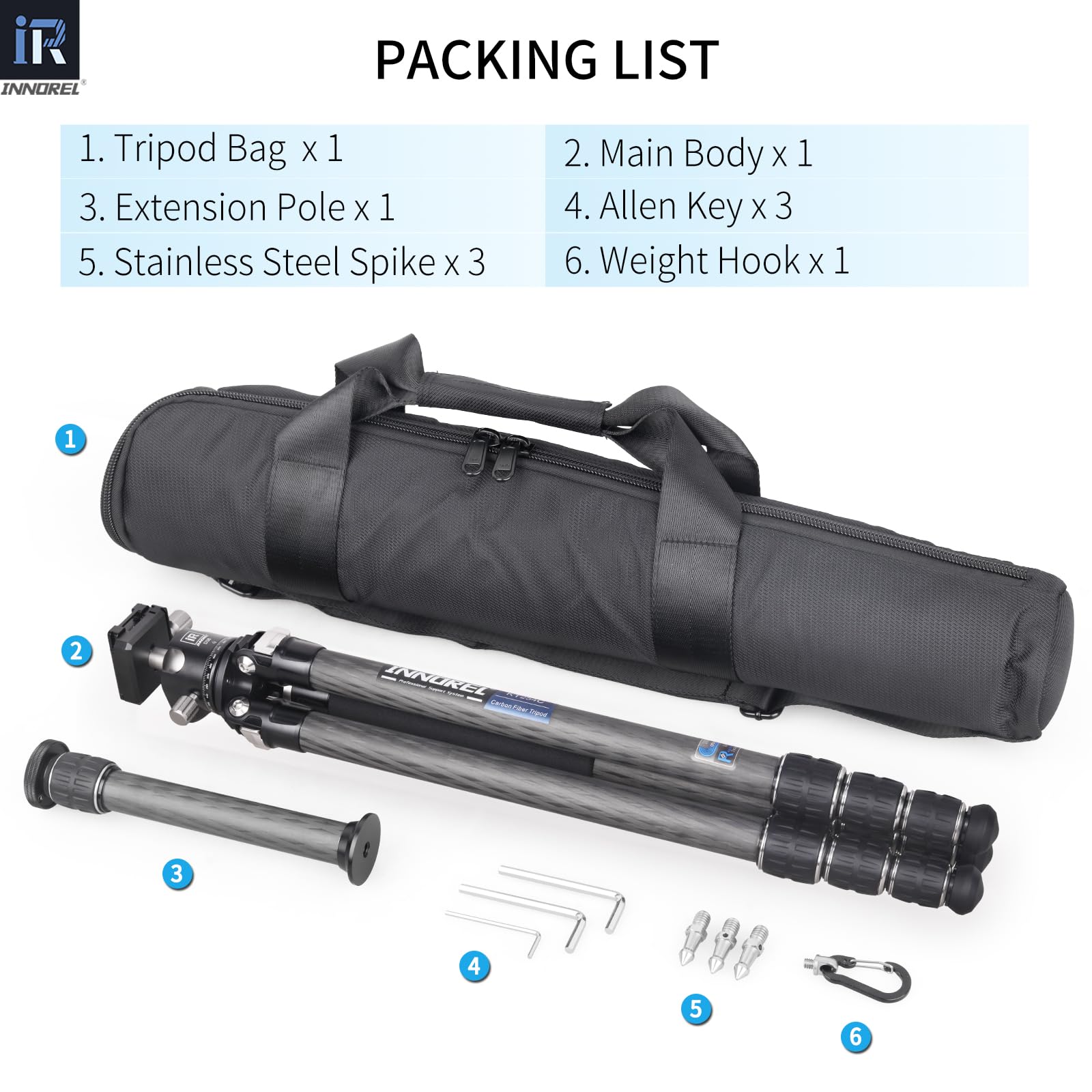 INNOREL KT254C Carbon Fiber Tripod Monopod - Professional Portable Travel Tripod for DSLR Cameras, 33lb Load Capacity, D36 Low Gravity Ballhead - Perfect for Photography, Vlogging & Outdoor Adventures