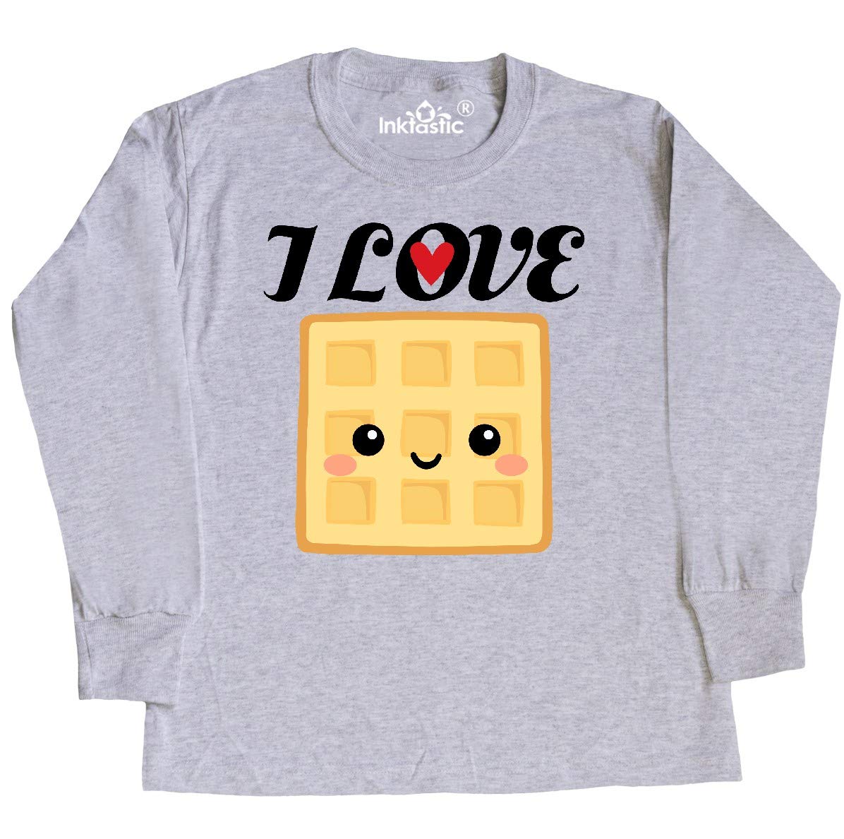 Inktastic Waffle Lover I Love Waffles Youth Long Sleeve T-Shirt - Cute Breakfast Themed Graphic Tee for Kids & Teens - Perfect for School, Family Outings & Waffle Lovers