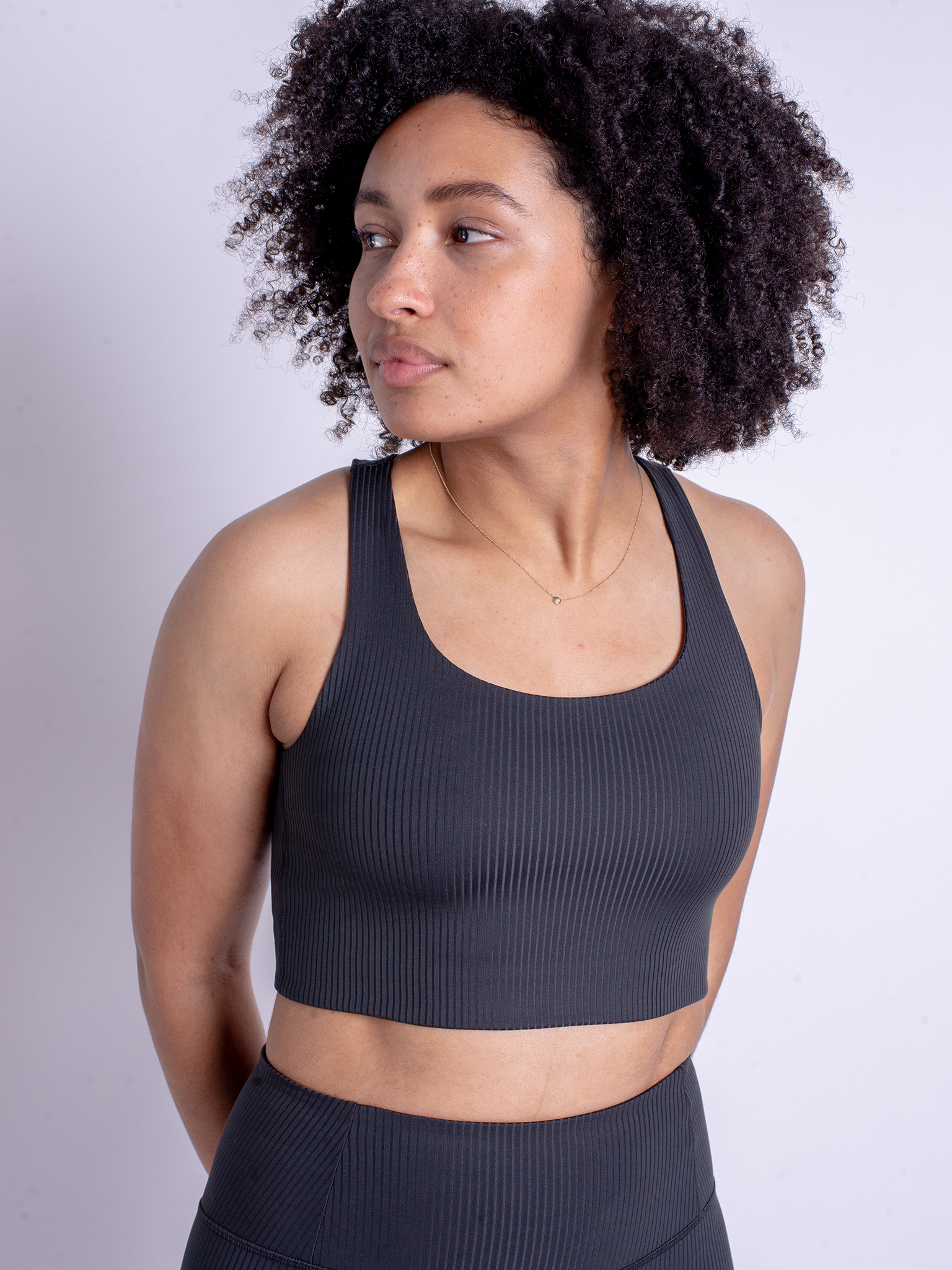 Girlfriend Collective Rib Paloma Bra - High Support Sports Bra for Women, Black | Perfect for Yoga, Running & Gym Workouts