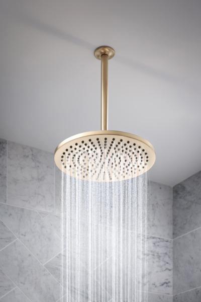 Brilliance Luxe Gold 12 Round Raincan Shower Head 2.5 GPM - Brizo 81392 GL 2.5 - Perfect for Spa-Like Bathroom Upgrades & Luxury Home Renovations
