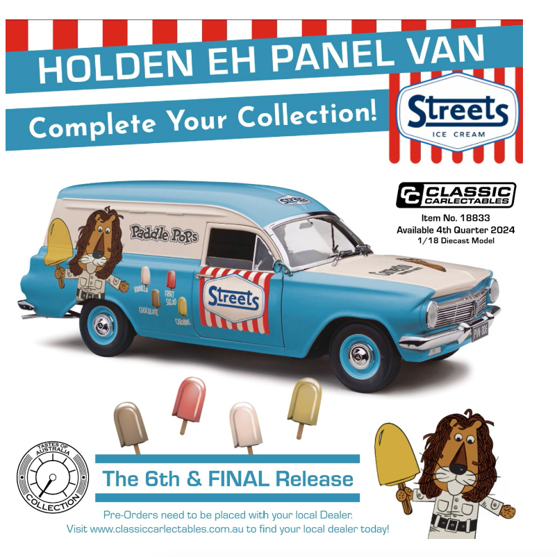 1:18 Scale Classic Carlectables EH Holden Panel Van Streets Ice Cream Diecast Model Car 18833 - Perfect for Collectors, Display, and Nostalgic Gift Giving
