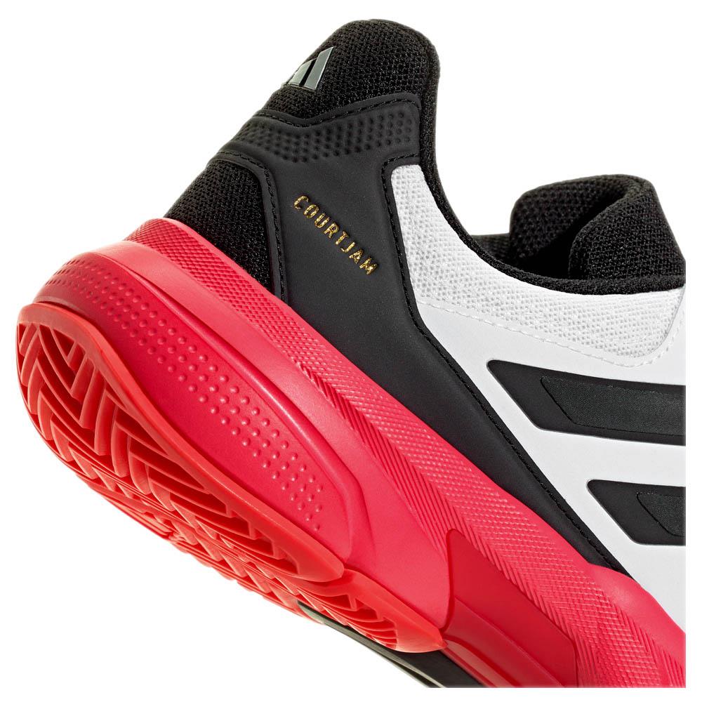 Adidas Men's CourtJam Control 3 Tennis Shoes - White/Lucid Red | Lightweight Comfort for Court Sports & Casual Wear
