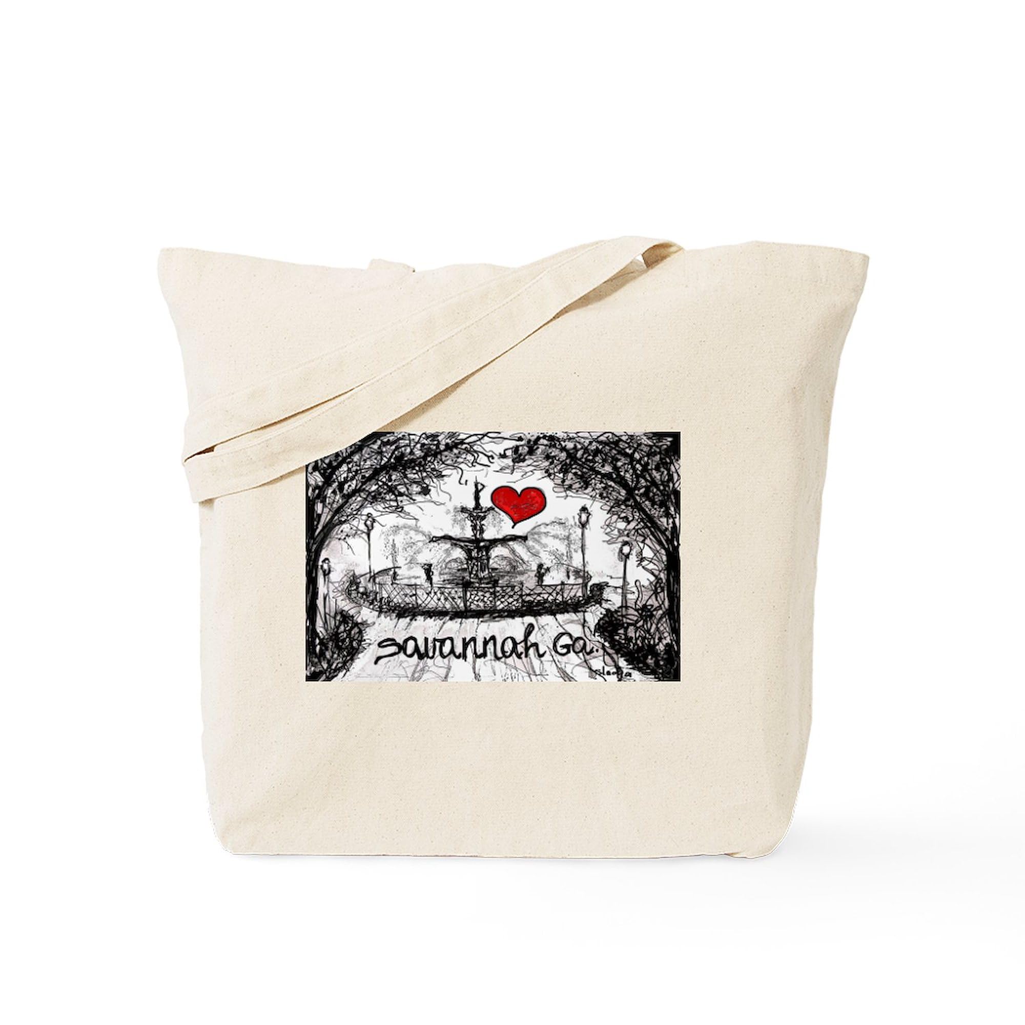 I Love Savannah GA Tote Bag - Natural Canvas Reusable Shopping Bag for Groceries, Beach & Travel