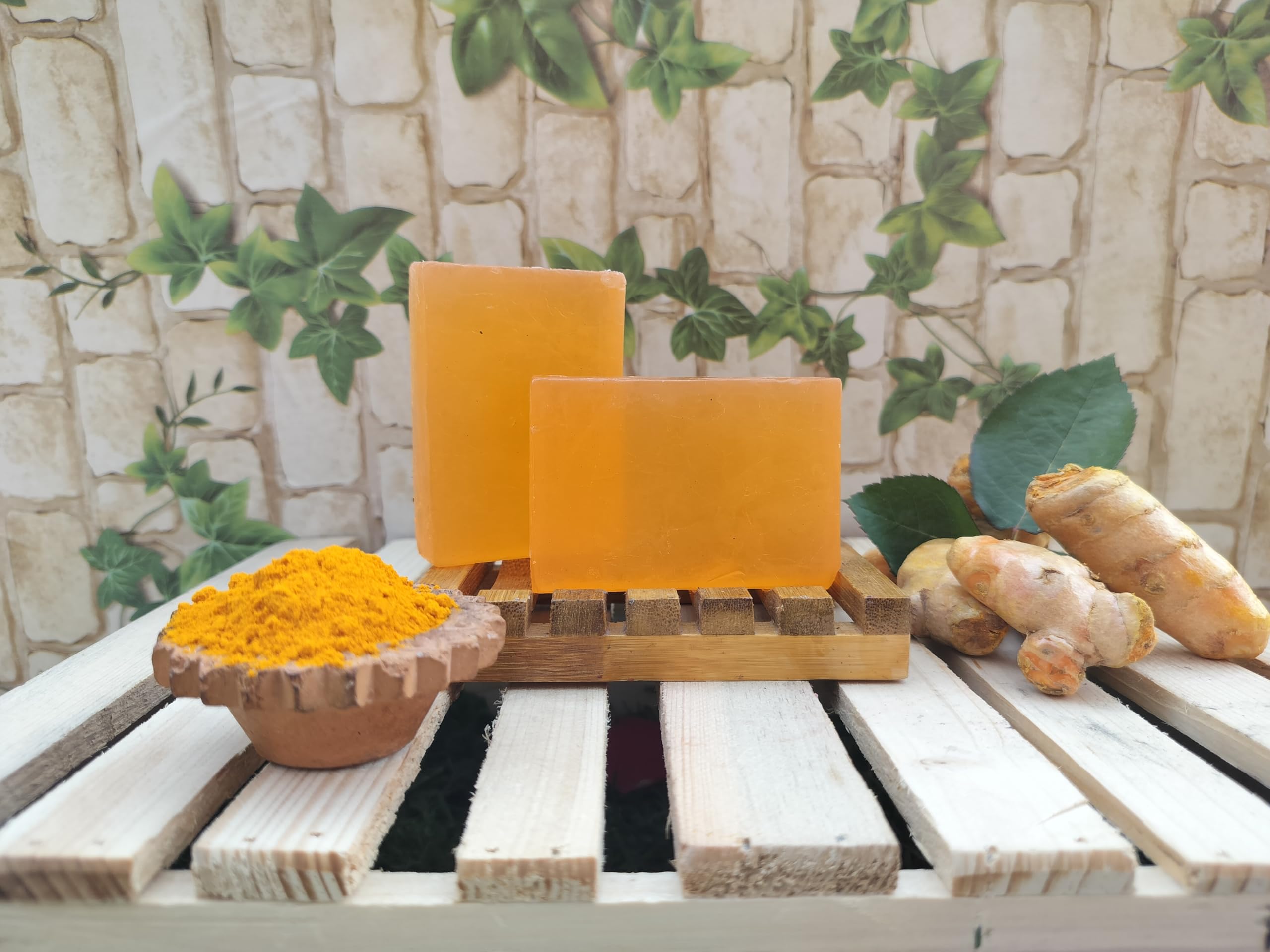 NATSBYTE Handmade Haldi Chandan Kesar Soap | Vitamin E | Paraben-Free | for All Skin Types | Pack of 3 | Daily Skincare & Bath