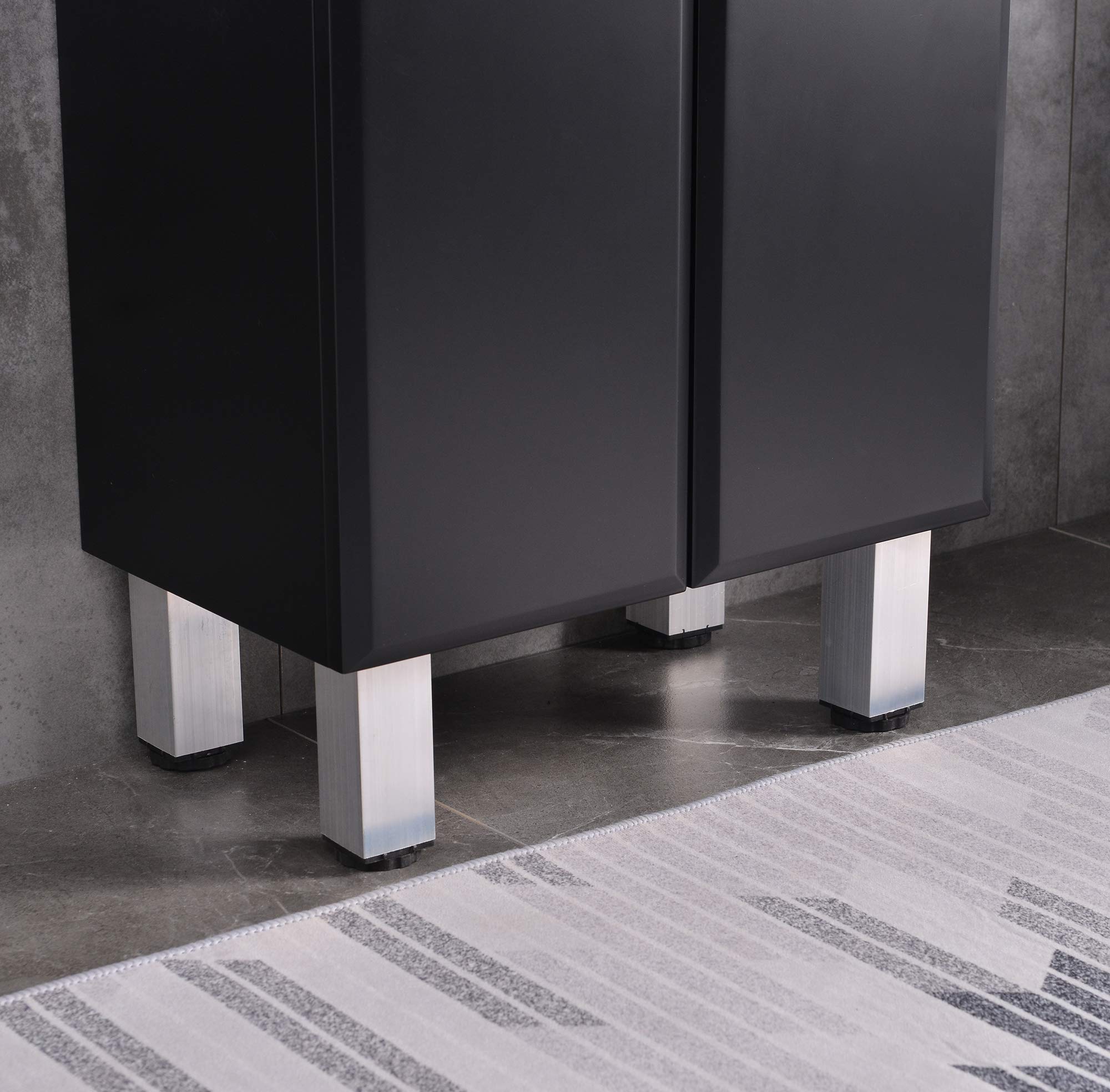 18 Inch Small Bathroom Cabinet Vanity Set with Mirror, Ceramic Vessel Sink & Faucet - Includes Drain, Black - Perfect for Powder Rooms, Guest Baths & Compact Spaces