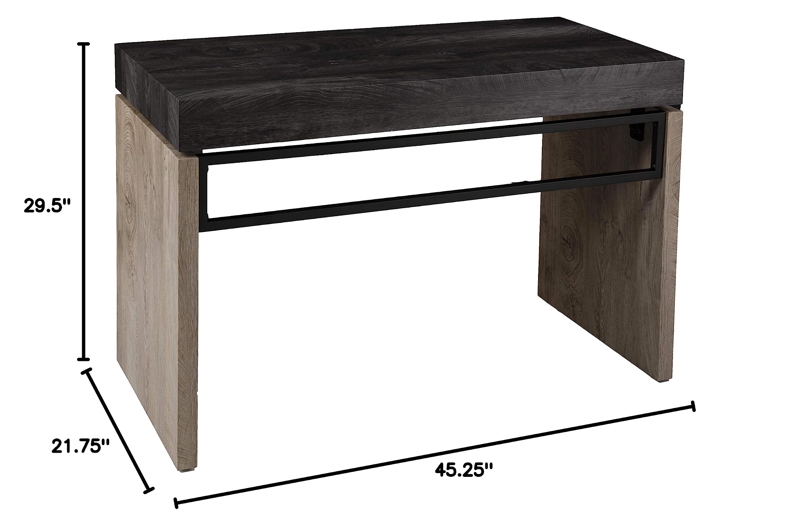 Hapsford Writing Desk - Modern Black & Natural Wood Home Office Furniture for Small Spaces | Perfect for Remote Work, Study & Crafting