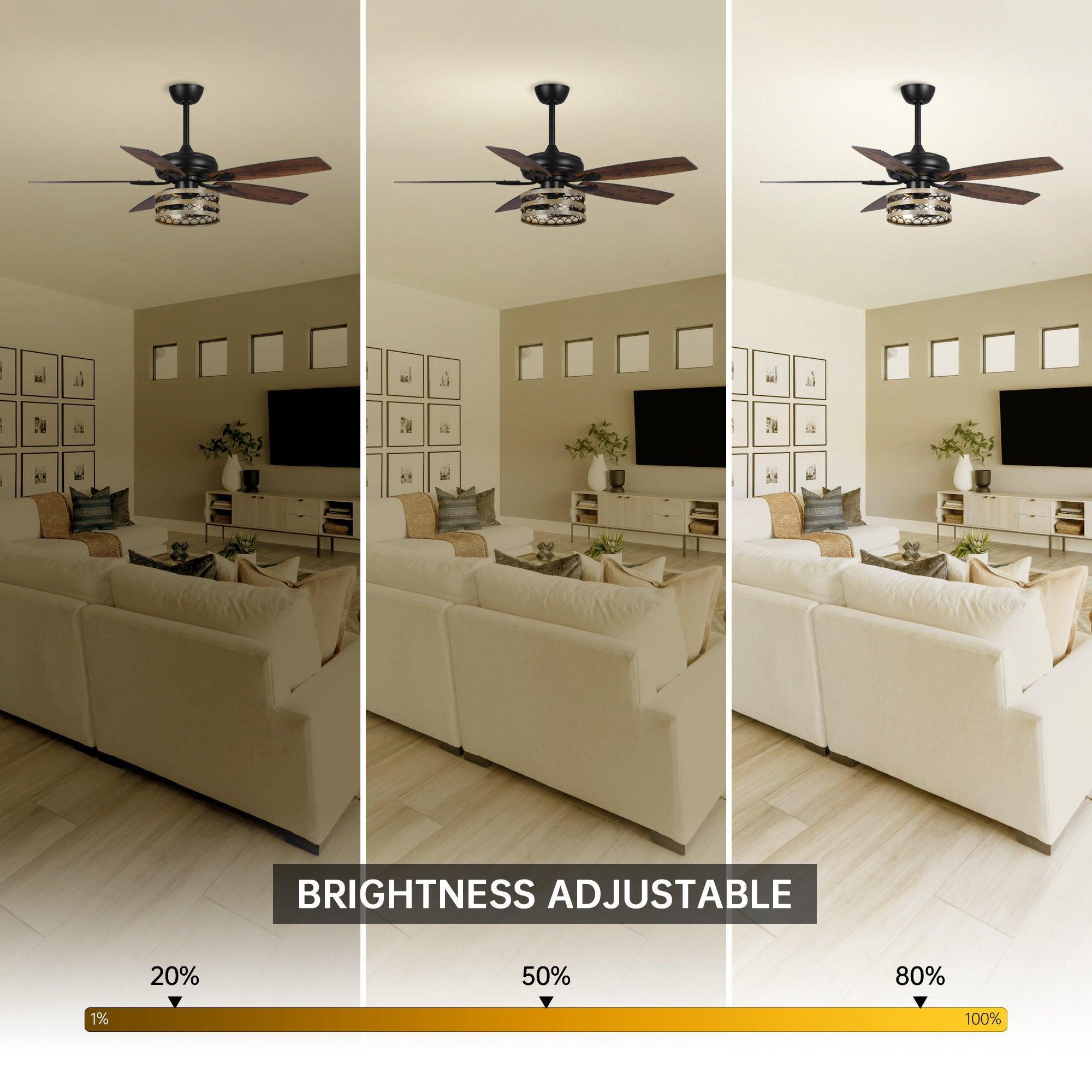 52 Alward Smart Ceiling Fan with LED Light Kit - Remote Control, Dimmable, Energy Efficient - Perfect for Bedroom, Living Room, and Office