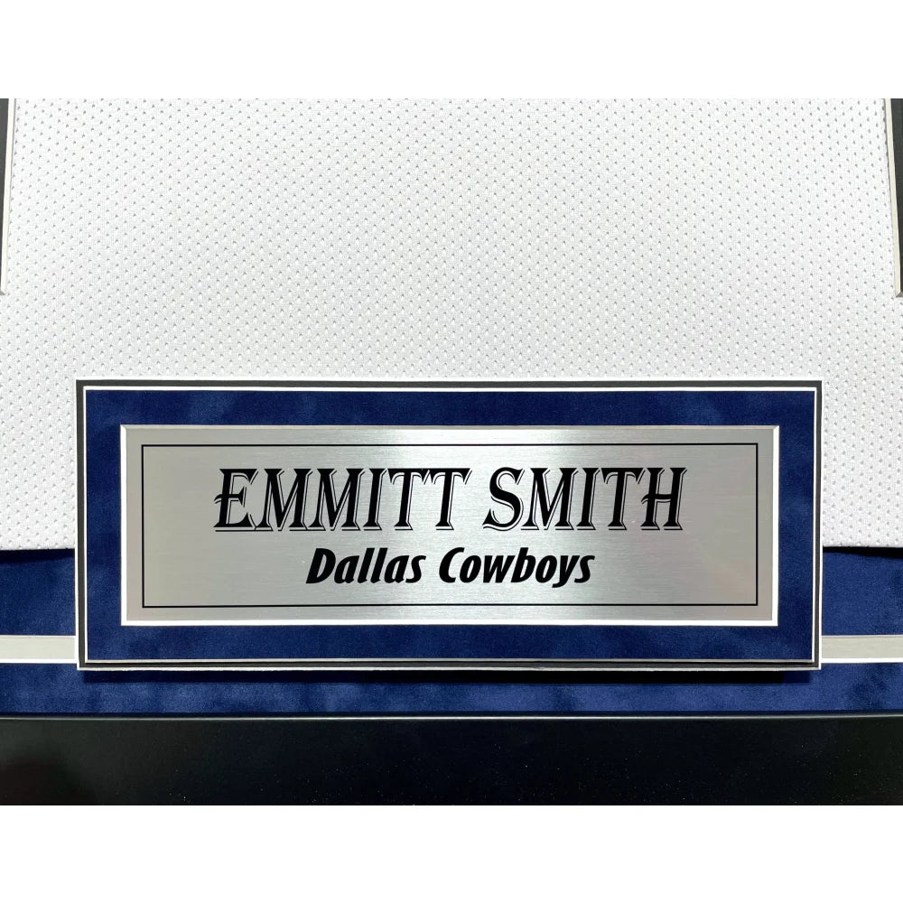 Emmitt Smith Autographed Dallas Cowboys Jersey - Framed BAS Prova Signed White Football Memorabilia - Perfect for Sports Fans, Collectors & Man Cave Decor
