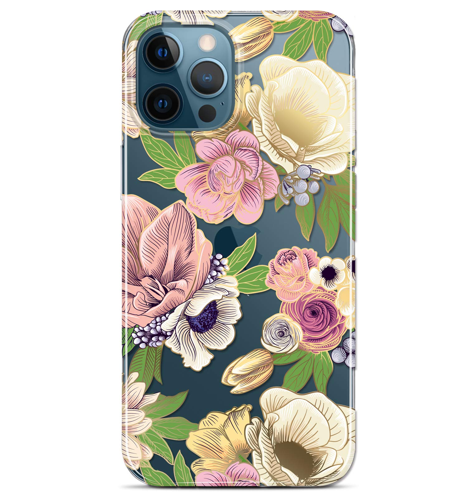 BAISRKE iPhone 12/12 Pro Case 6.1 Inch - Floral Shockproof Hard Cover with Colorful Flowers for Women, Girls | Perfect for Everyday Use, Work & Travel Protection