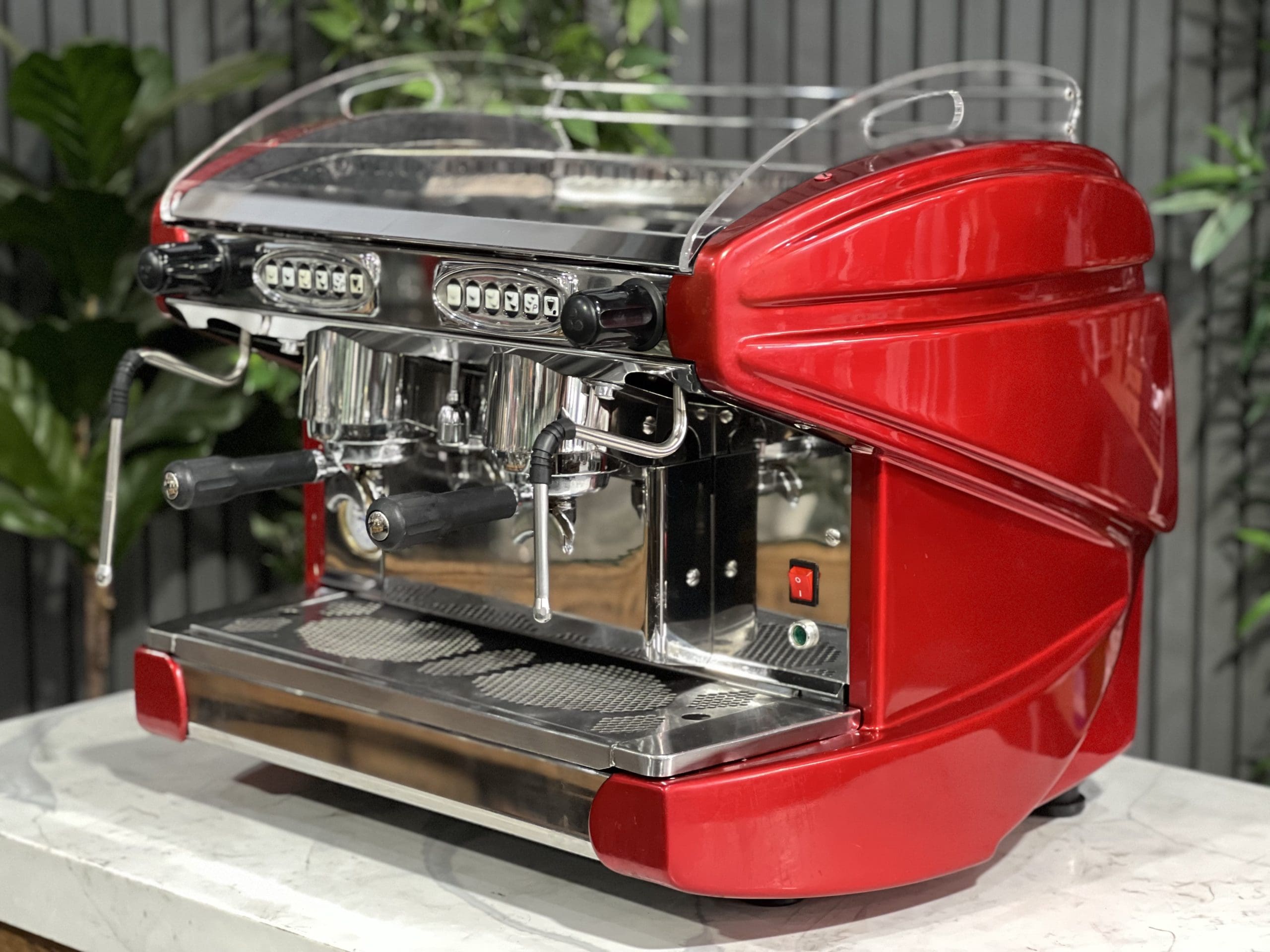 BFC Lira Compact 2 Group Red Espresso Machine - Professional Coffee Maker for Home & Cafe Use