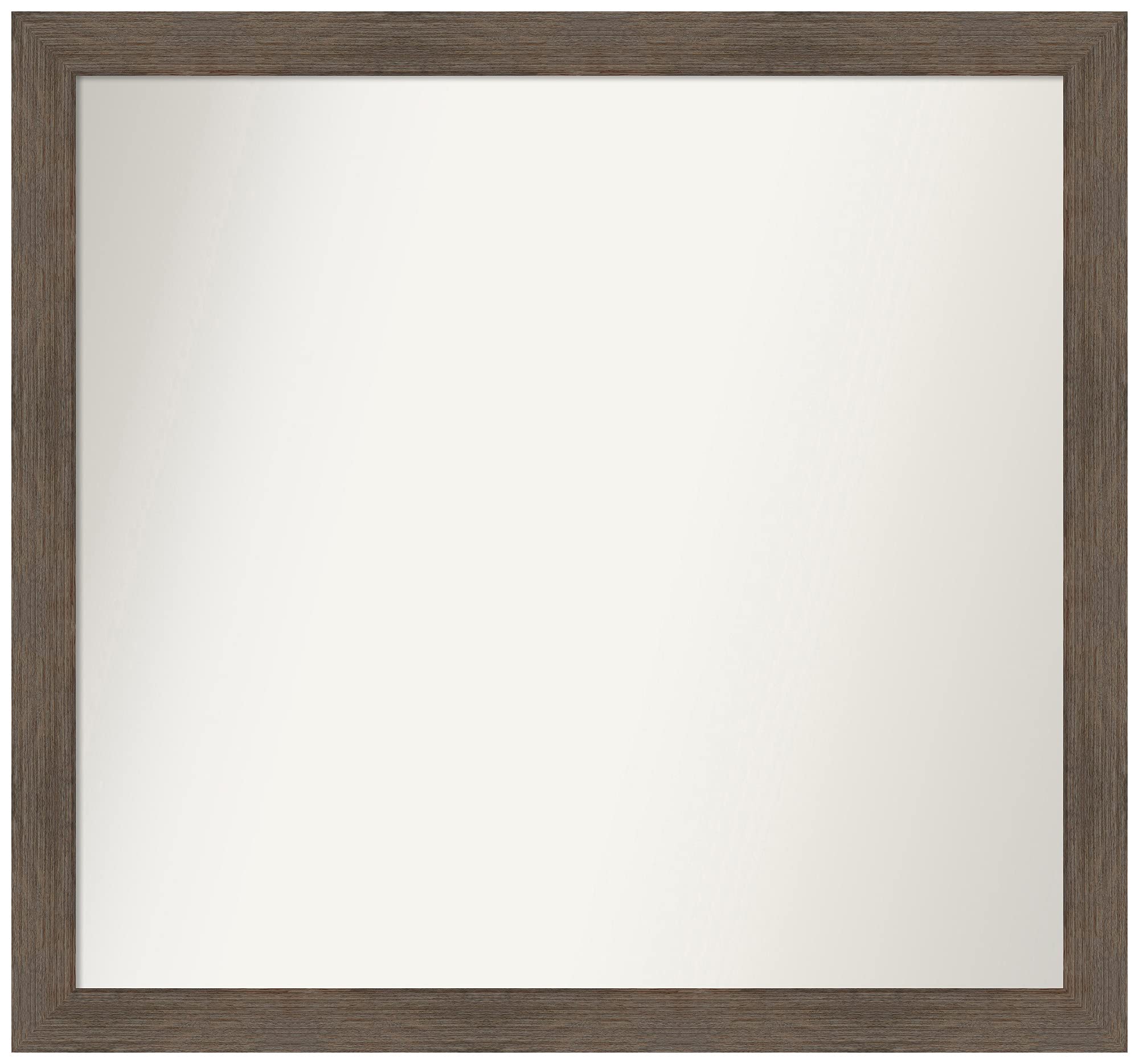 Amanti Art 28x30 Inch Non-Beveled Custom Wall Mirror with Hardwood Mocha Narrow Frame - Bathroom, Living Room, Bedroom Decor - Various Sizes Available - Brown Wooden Framed Mirror for Home & Office