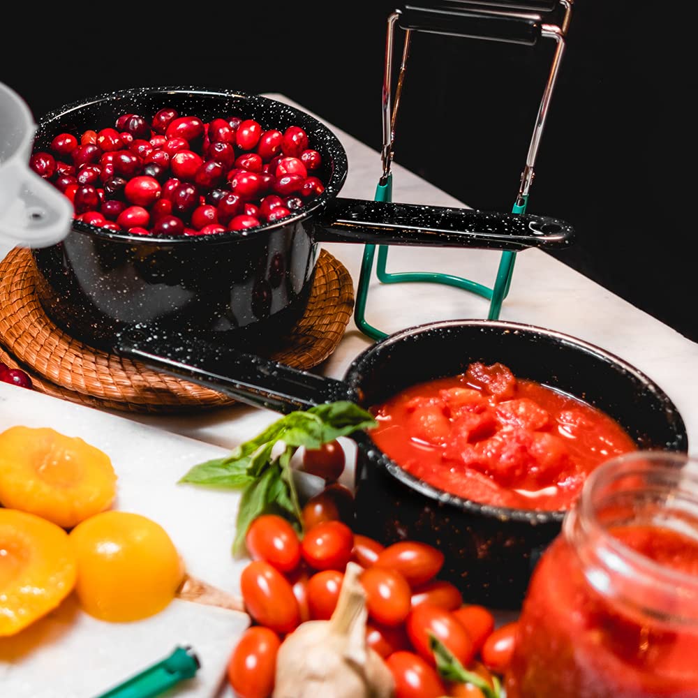 Granite Ware 1 Quart & 2 Quart Enameled Steel Saucepan Set - Durable Camping Cookware for Outdoor Cooking, Oven Safe & Direct Fire Compatible - Perfect for Camping Trips, RV Adventures & Backpacking Meals