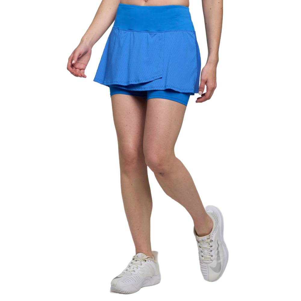Lija Women's Slick Strata Skort - Athletic Tennis Skirt with Built-in Shorts, Cornflower Blue | Perfect for Tennis, Golf, Running & Casual Wear
