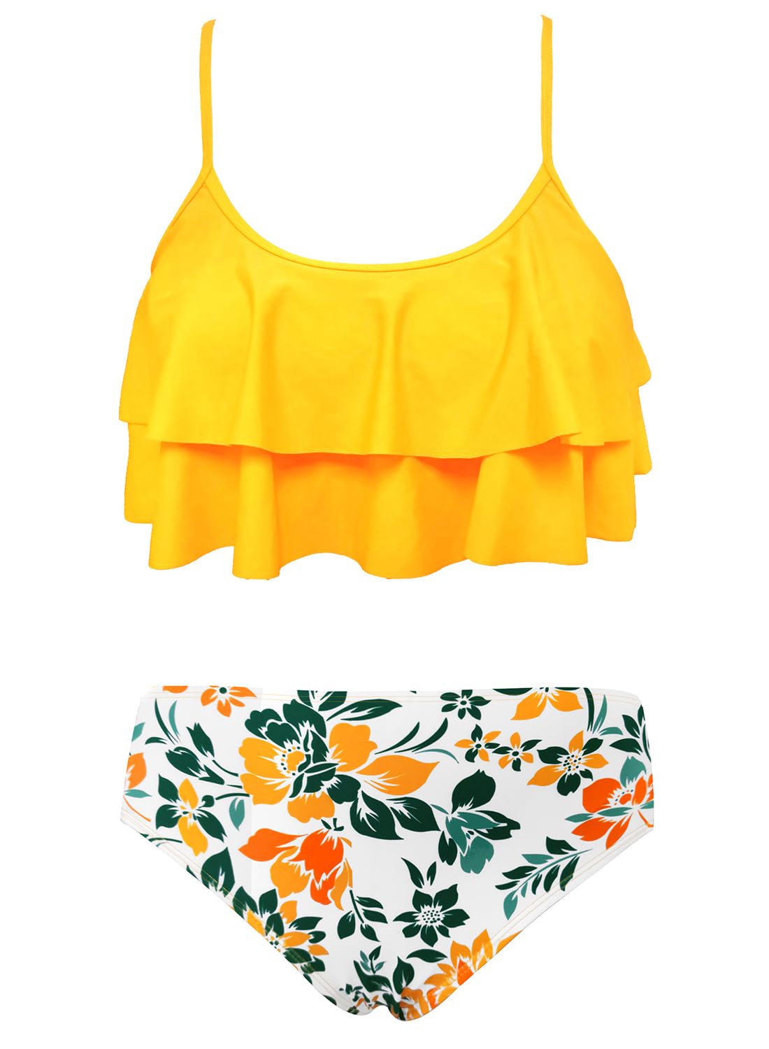 SHEKINI Women's Floral Print Ruffle Bikini Set - Two Piece Swimsuits for Beach, Pool & Summer Vacation