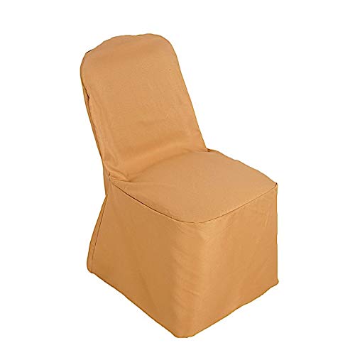 100-Pack Gold Polyester Banquet Chair Covers - Elegant Wedding, Party & Reception Decor - Spandex Stretch Fit for Dining Chairs - Perfect for Ceremonies, Banquets & Special Events