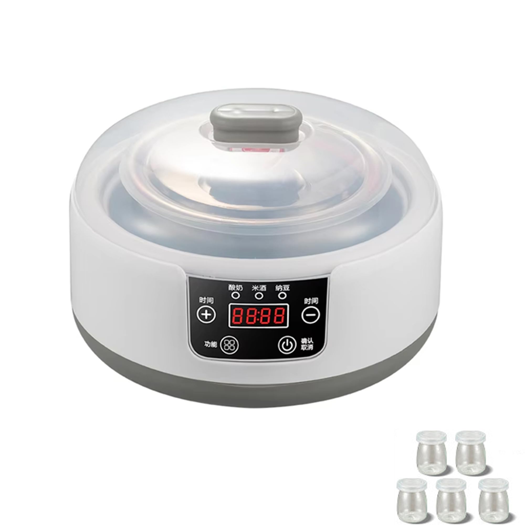 1.2L Automatic Yogurt Maker with Constant Temperature Control - Low Noise Stainless Steel Inner Pot - Electric Probiotic Yogurt Machine (5 Cups Included) - Perfect for Homemade Greek Yogurt, Kefir & Healthy Breakfasts
