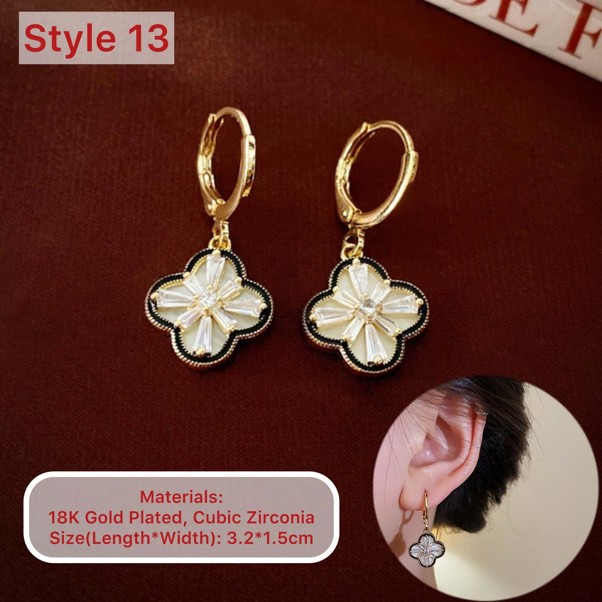 18K Gold Plated 4 Leaf Clover Earrings for Women - Lucky Charm Stud Earrings | Perfect Gift for Birthday, Anniversary & St. Patrick's Day | CE001