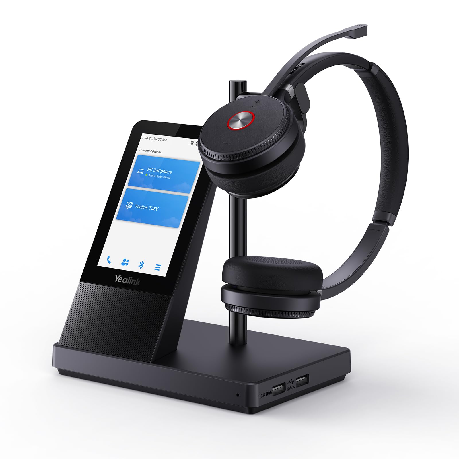 Yealink WH66 Wireless Office Headset with DECT & Bluetooth - 525ft Range, Dual Speakers, 14hr Talk Time - Perfect for Remote Work, Call Centers & Business Meetings