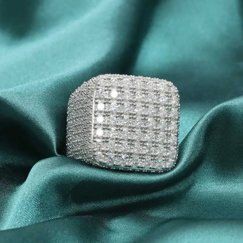 6PCS Hip Hop Iced Out VVS Moissanite Rings 925 Sterling Silver for Men - Luxury Jewelry Gift for Rappers, Performers & Trendsetters (Perfect for Concerts, Parties & Special Occasions)