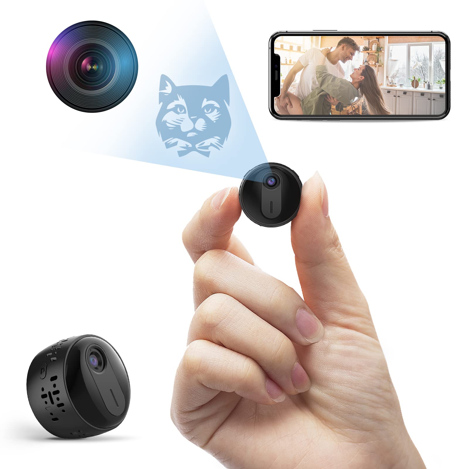 Hidden Spy Camera - Mini Wireless WiFi Nanny Cam 1080P HD Video Recording - Perfect for Home Security, Baby Monitoring & Office Surveillance (Round Shape)