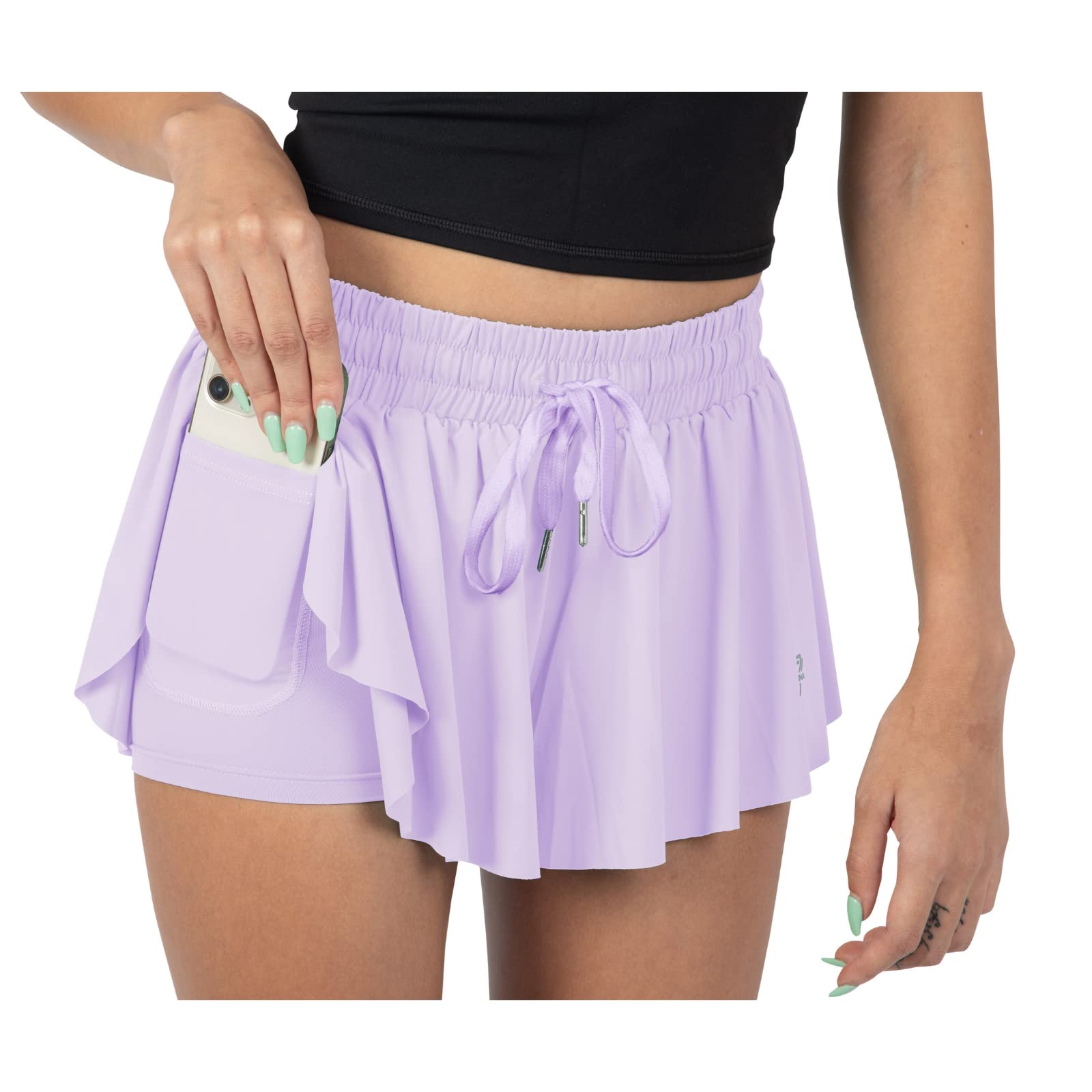2-in-1 Flowy Yoga Shorts with Pockets for Women - High Waisted Workout Running Athletic Shorts - Perfect for Gym, Yoga, Running & Lounge Wear