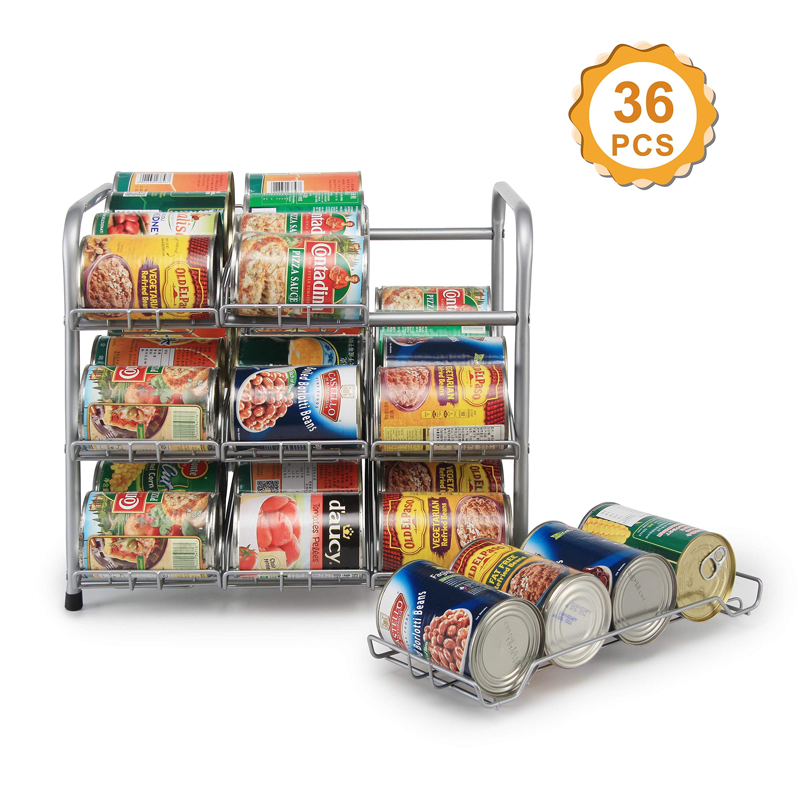 3-Tier Rice Rat Can Organizer for Pantry - Space Saving Can Rack & Storage Dispenser for Canned Food - Perfect for Kitchen, Pantry Organization & Easy Access to Soups, Vegetables & Beverages