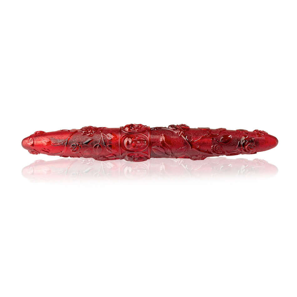 Benu Skull & Roses Fountain Pen - Elegant Red Rose Design for Writing, Calligraphy & Gift Giving - Perfect for Professionals, Students & Collectors