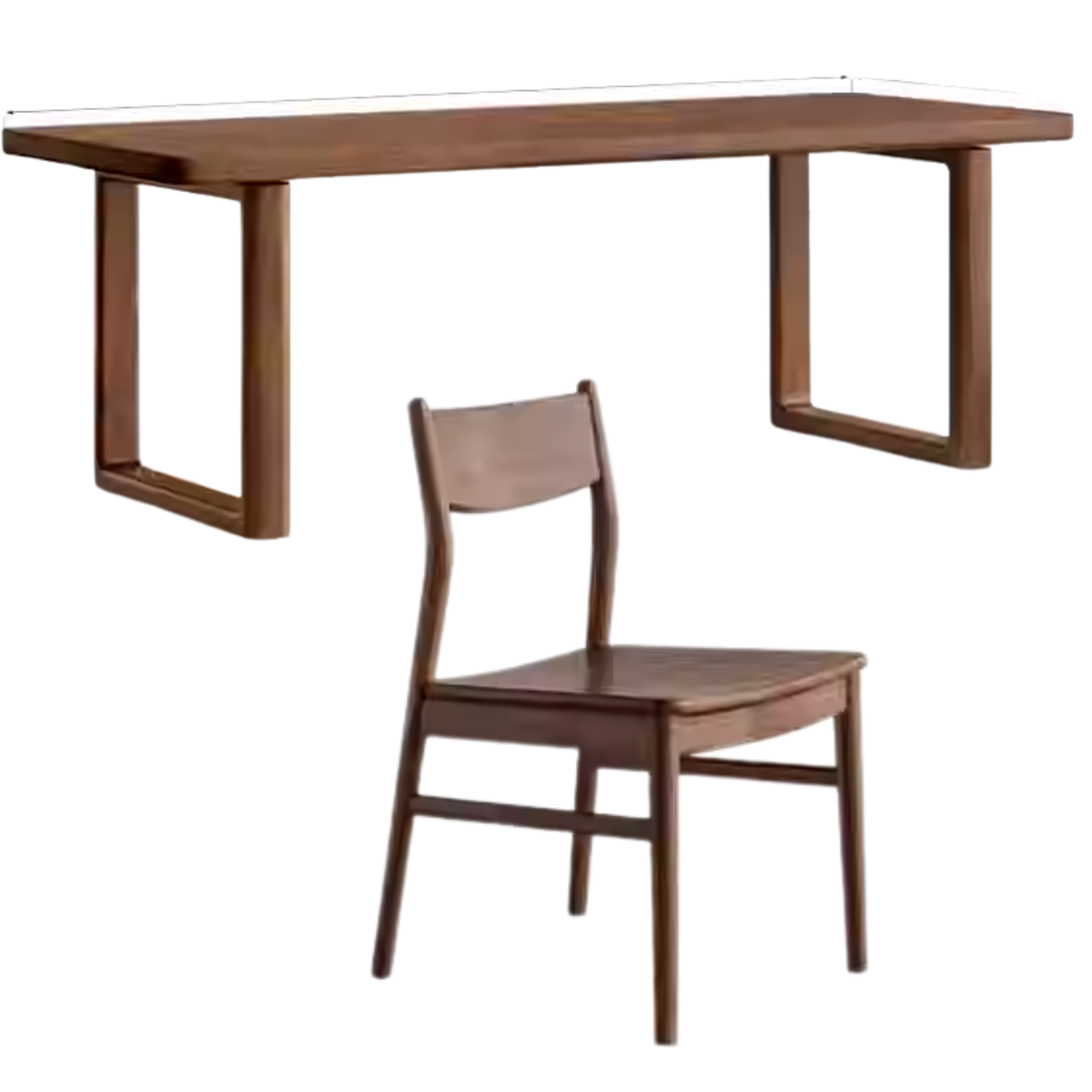 86.6x35.4x29.9 inch / 220x90x76 cm/ Walnut Color / Dining table and chairs 4 pcs (solid wood chair)